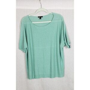 Eileen Fisher Pullover Knit Top L Green Organic Linen Blend‎ Lightweight Casual
